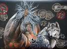 Horse and Wolf on Laptop